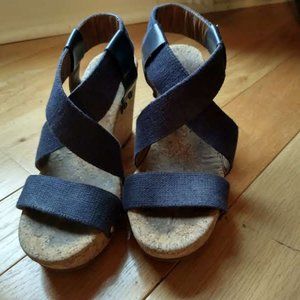 Lucky brand; wedge sandals; navy blue; size 7